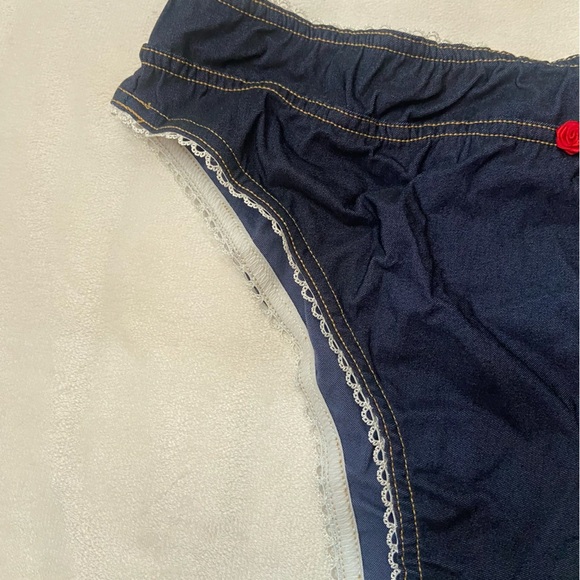 New! For Love and Lemons Iris High Waisted Cheeky Bikini Bottom Navy 1621 - Picture 4 of 10